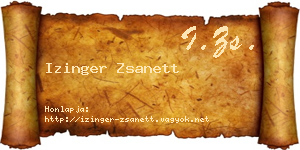 Izinger Zsanett névjegykártya